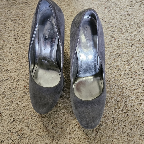 Calvin Klein suede gray platform heels.7. - Picture 1 of 3
